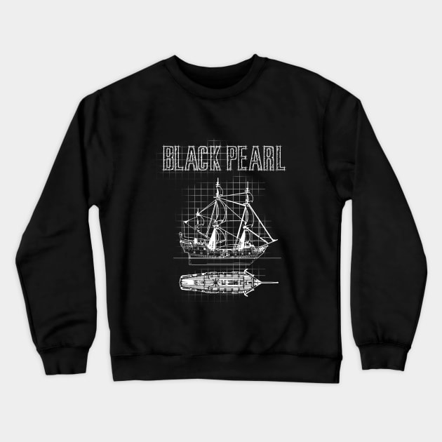 Black Pearl Blueprint Crewneck Sweatshirt by Clathrus